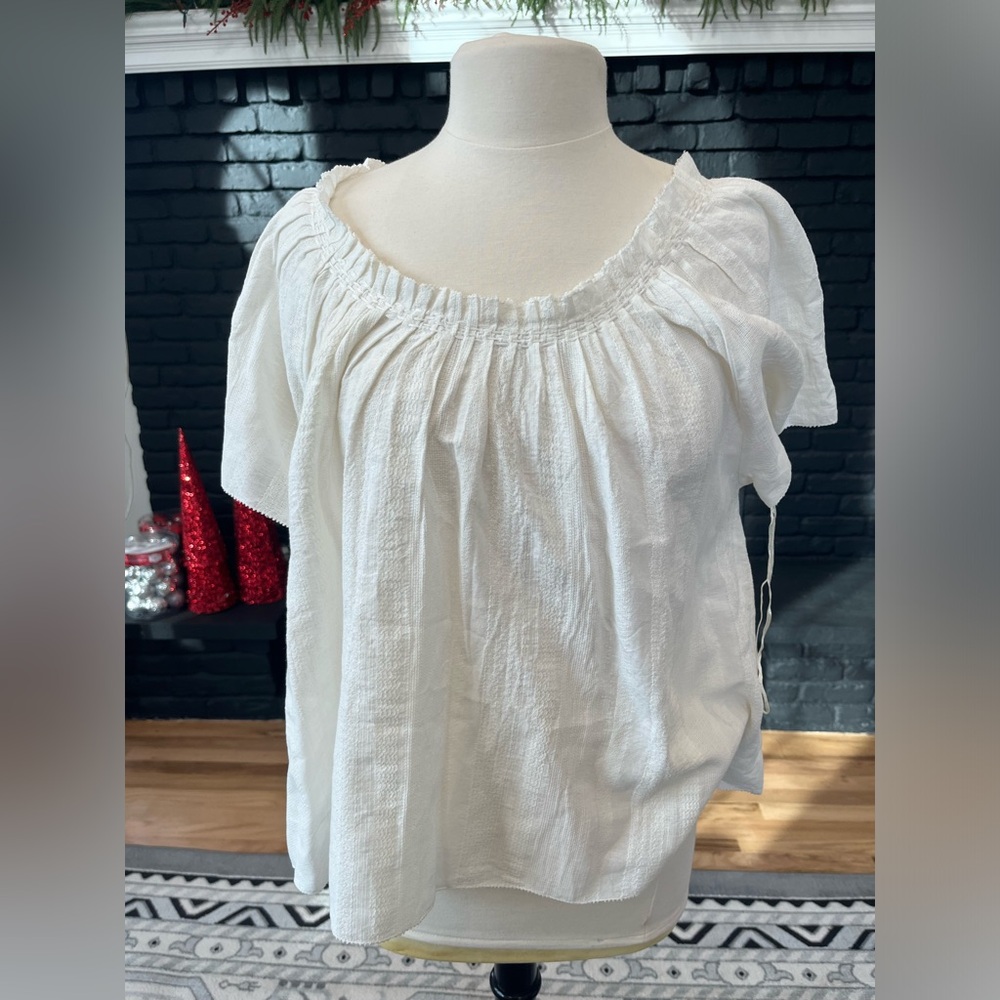Faherty Annabelle Embroidered Organic Cotton Blend blouse NWTS